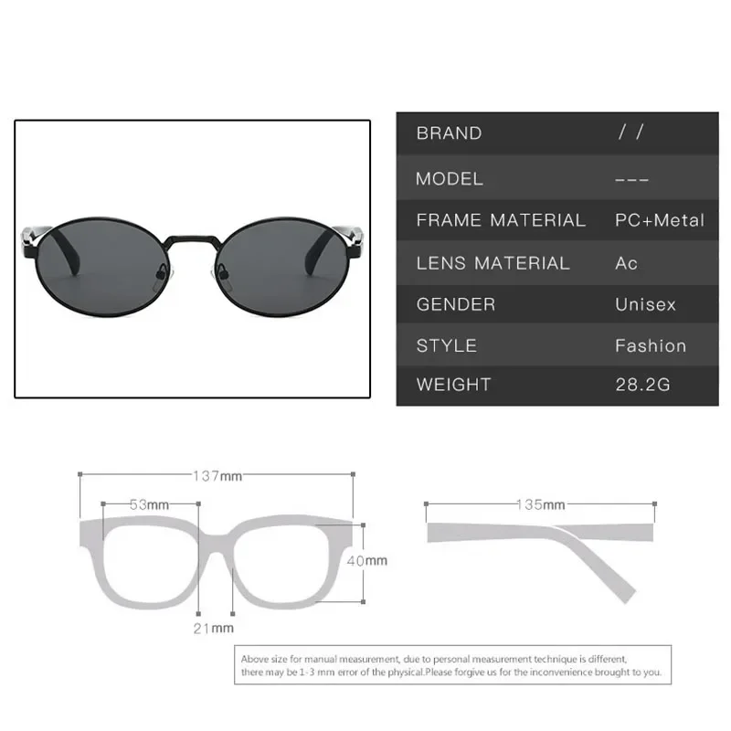 New 2024 Luxury Designer UV400 Sunglasses Women Men Trendy Oval Sun Shade Glasses Ladies Vintage Small Round High Quality Goggle