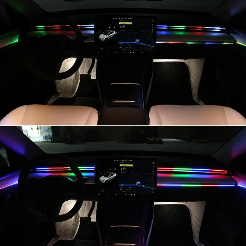 Car LED Strip Lights Interior Car Inside Strips Light Music Sound-Activated Automobile Car LED Lights Strip Rgb Car Atmosphere