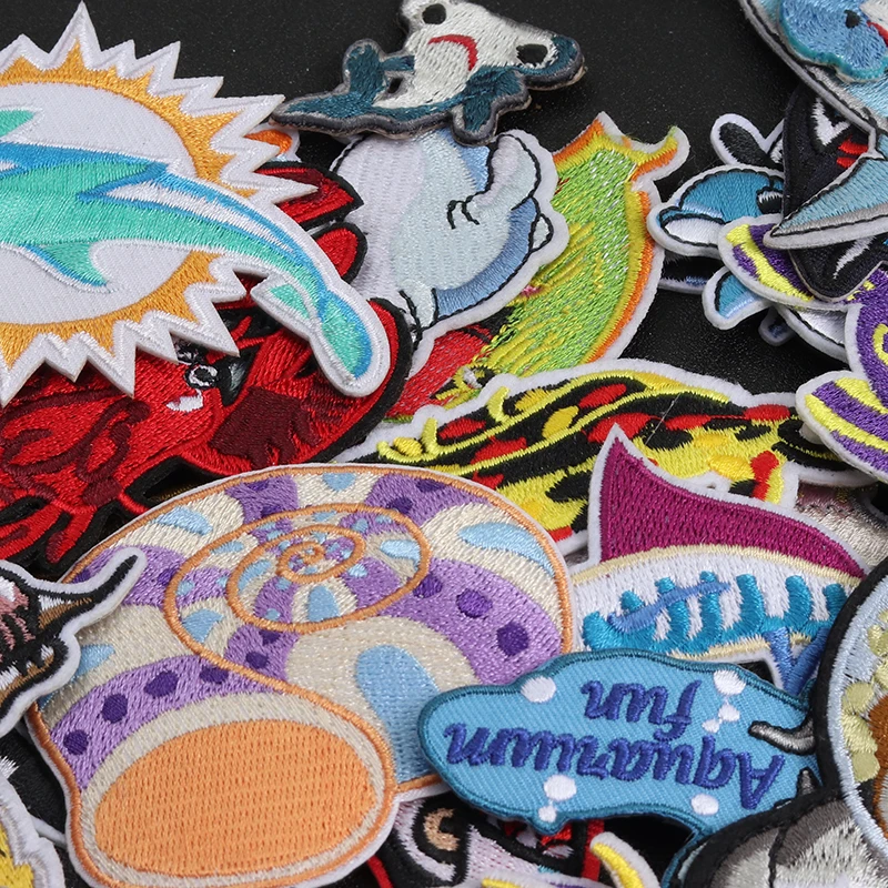 Cartoon Animals such as seahorses dolphins turtles, etc Patch Iron on  Embroidered Sewing Applique Badge DIY Apparel Accessories