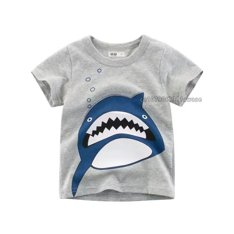 Shark Print Children Cotton T-shirt CartoonBoys Girls High Quality Hip Hop T Shirt Kids Summer Brand Child Clothing