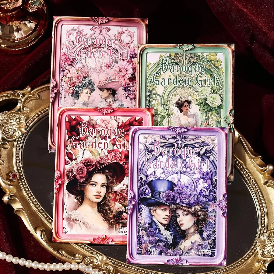 Vintage Scrapbook Stickers Set Baroque Garden Girl Pre-Cut Sticker Book for Adults Sticker Journaling Stickers for Scrapbooking