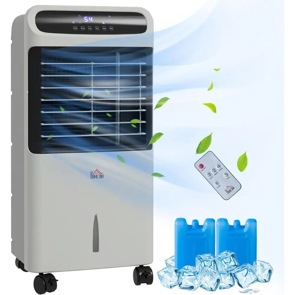 

32 портативных охладителя воздуха 3-в-1 с баком на 3,2 галлона, 60 шт. ° Функция вращения, 3 скорости, таймер на 12 часов, серый цвет