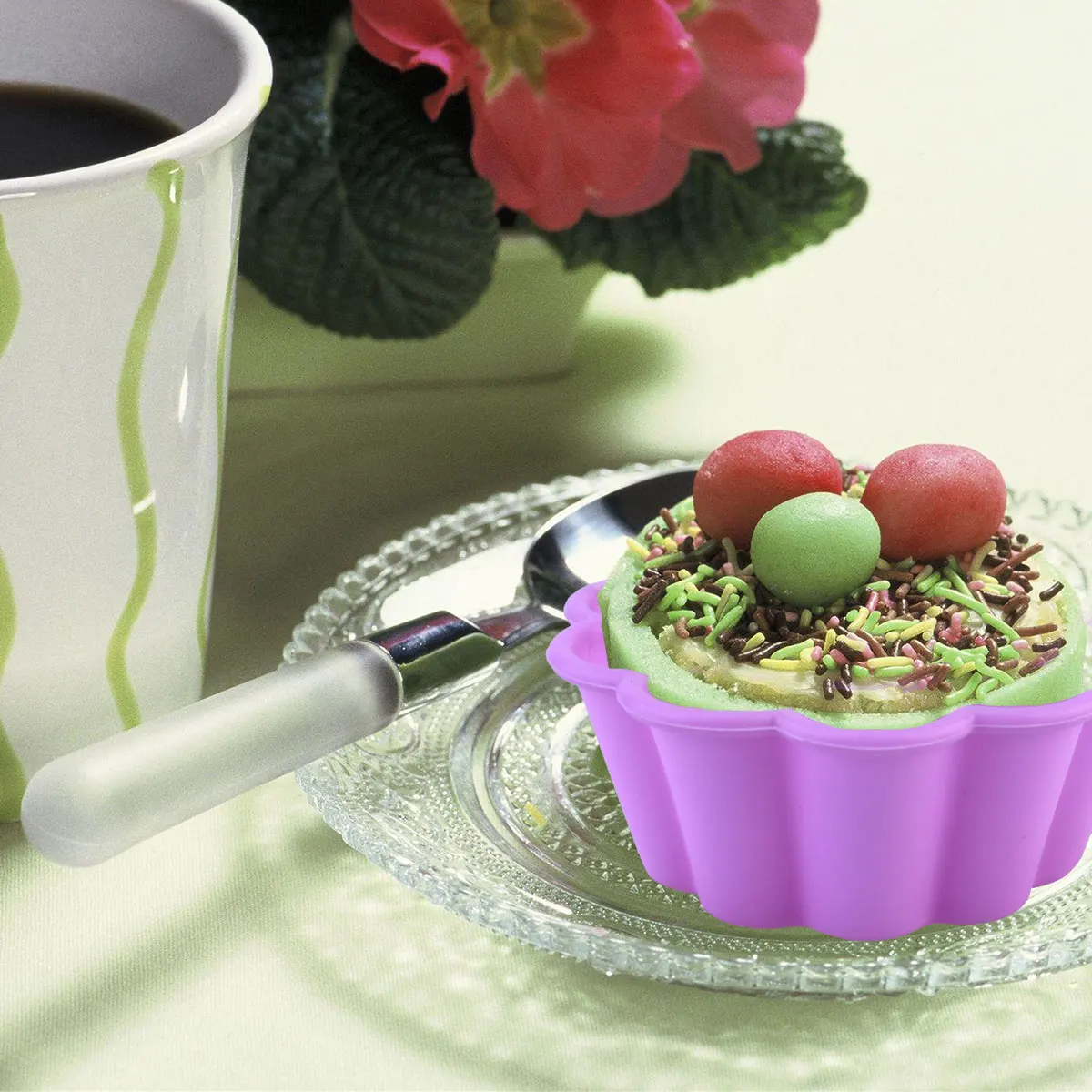 

10 Pcs Muffin Cup Baking Mold Cake Cupcake Flower Silicone Pan Shaped Molds Pans for