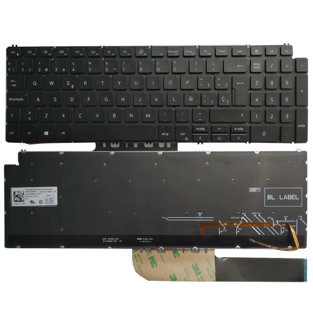 

New Backlit Spanish Keyboard For Dell Inspiron 15-5590 5591 5598 5593 5584 7590 7591 7790 P90F 0GMXMJ SP Black