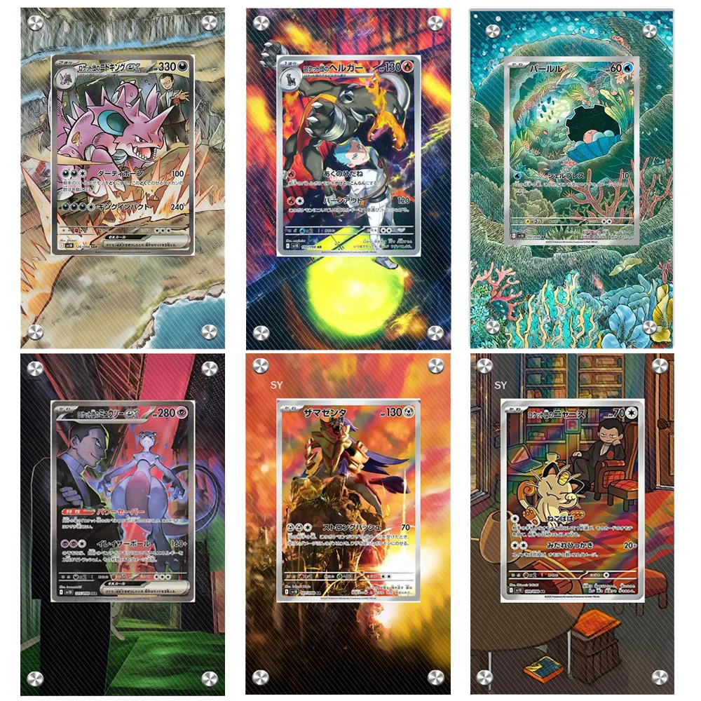 anime-pokemon-sv10-gloria-do-equipe-foguete-nidoking-mewtwo-cartao-acrilico-estendido-arte-vitrine-estendida-pintura-cartao-tijolo