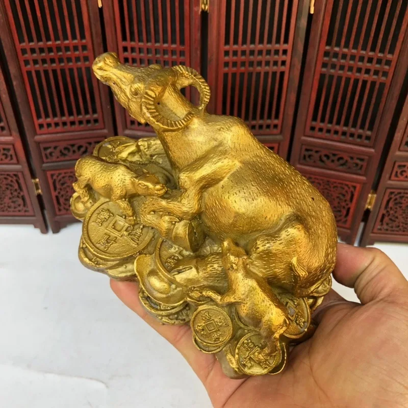Brass , finely crafted animal ornaments, money , buffalo, herd, bull crafts