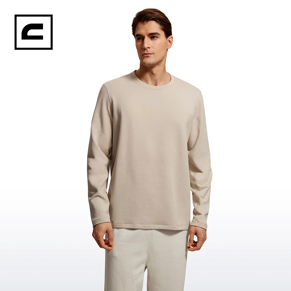 CRZ YOGA Fleece Crewneck Sweatshirt for Men Long Sleeve Breathable Workout Casual Pullover Basic Sweatshirts