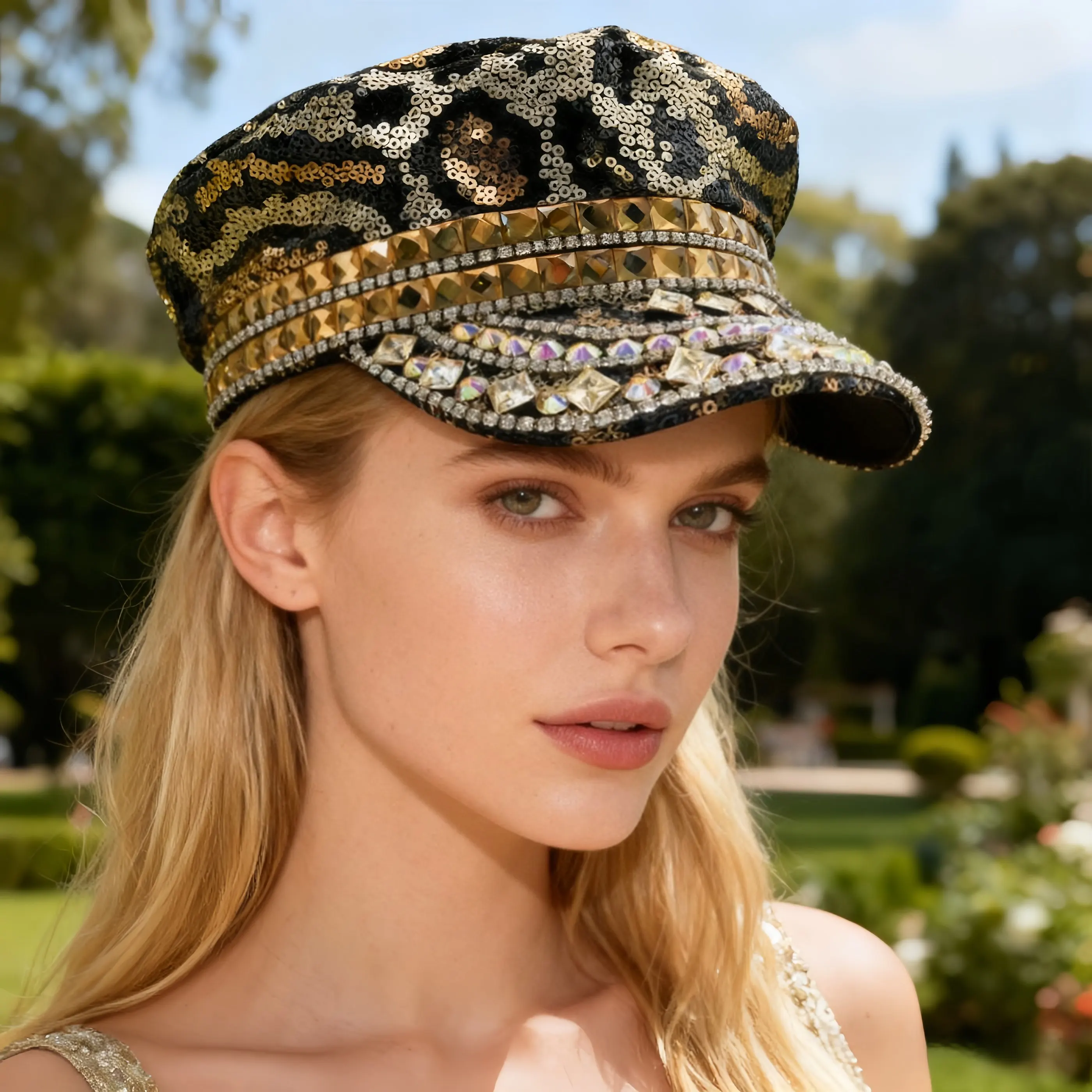 

Шляпа капитана в стиле стимпанк со стразами для карнавала, Марди Гра, винтажные военные аксессуары и головные уборы для мужчин и женщин