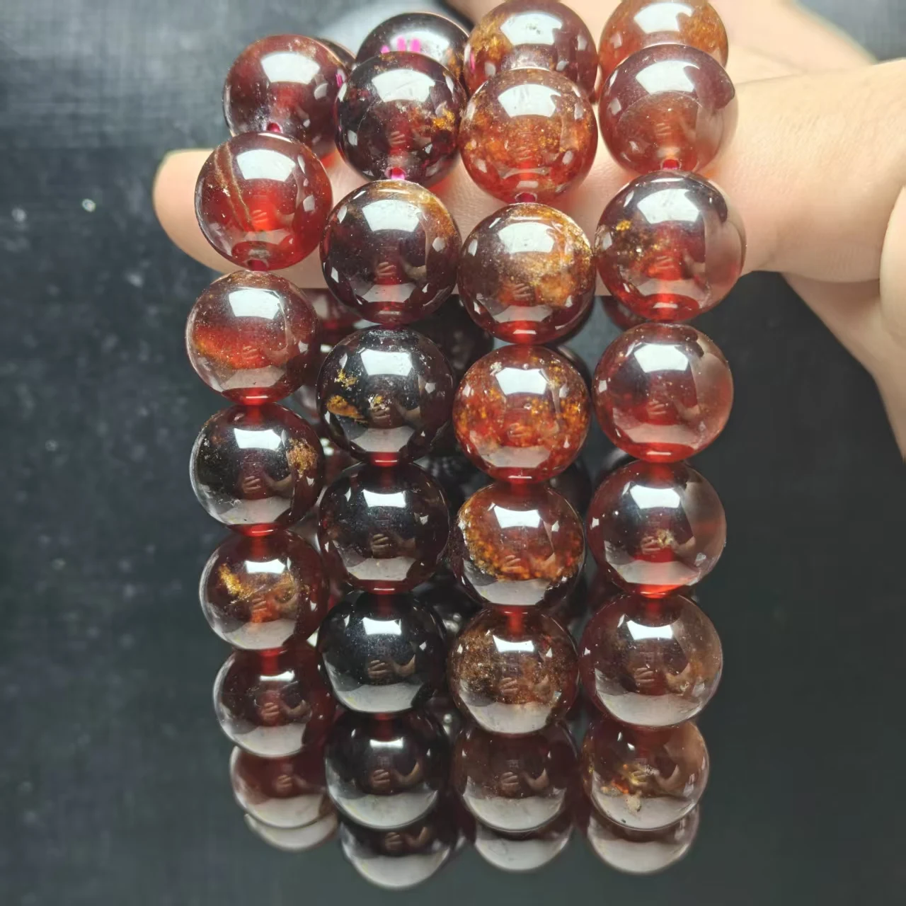 Brasilianische 100% AAA Natürliche Rote Orange Granat Runde Perlen Armband Halskette Januar Geburtsstein, Großhandel Unisex-Stile – Detail 4