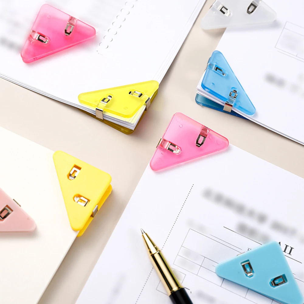 15pcs Kawaii Triangle Corner Clips File Paper Clips File Index Photo Clamp Pages Holder Korean Stationery Offices Desk Organizer