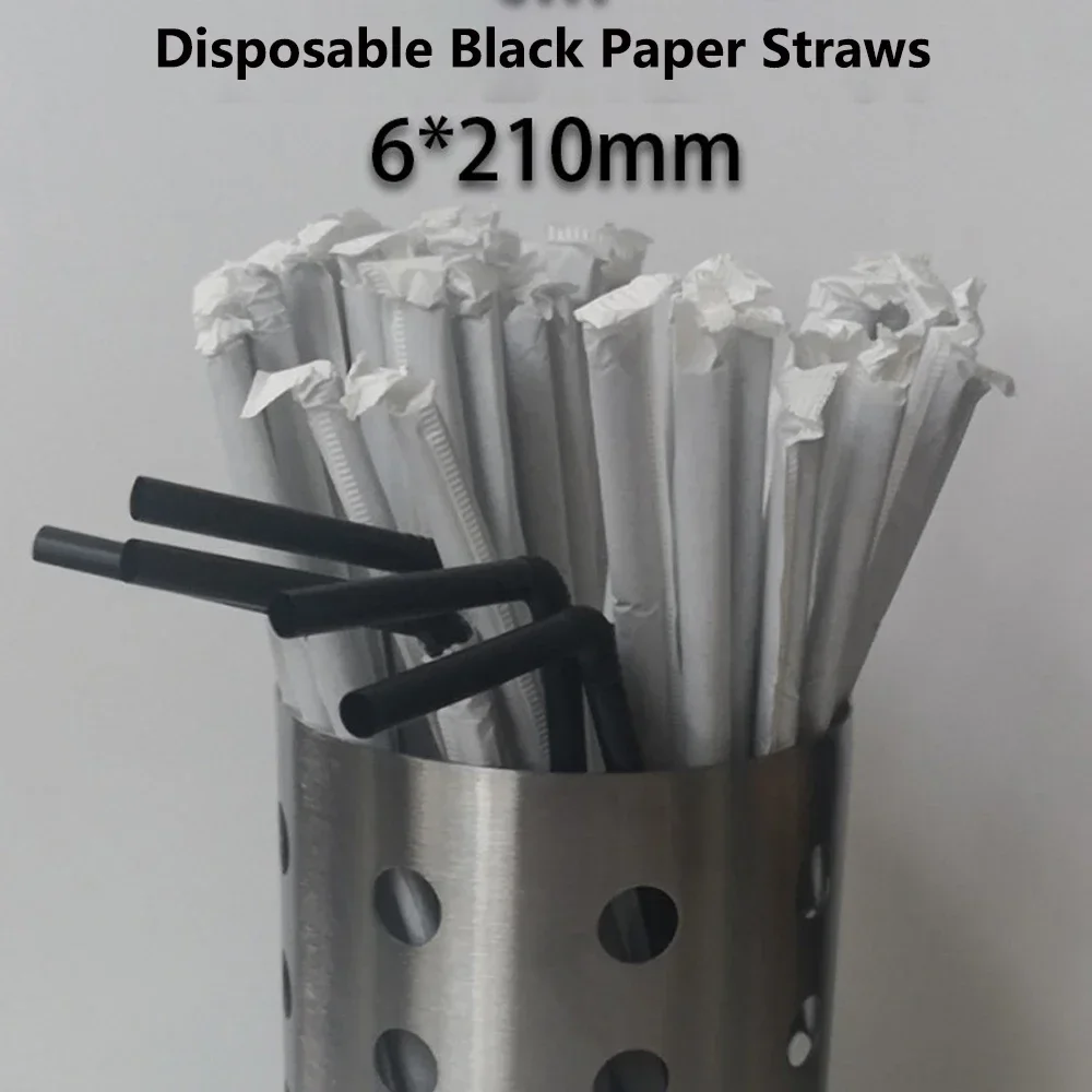 50-1500Pcs Drinking Straws Black Plastique Straws Individually Wrapped rietjes Flexible Bar Party Kitchen Accessories wholesale