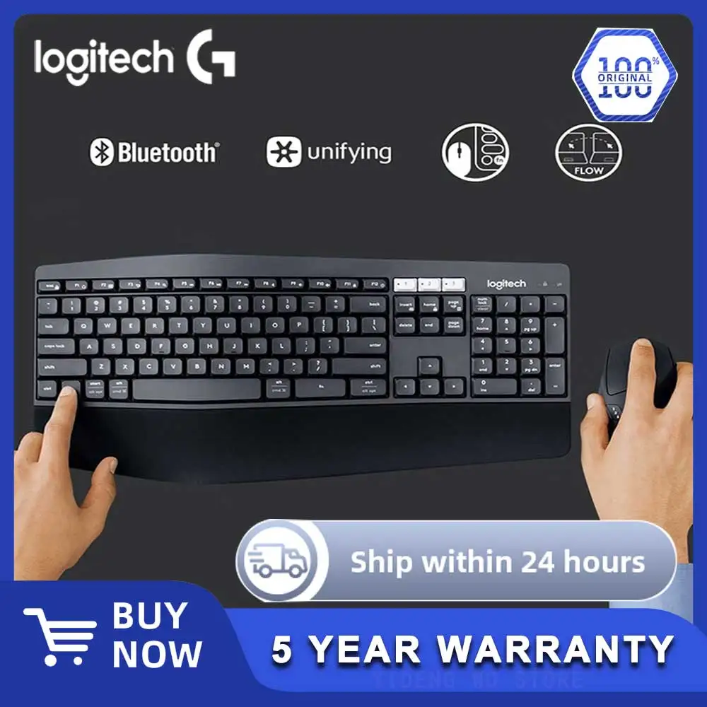 

Logitech MK850 Wireless Bluetooth Keyboard and Mouse Set - Office Keyboard and Mouse with Dual-Mode Connectivity and Palm Rest