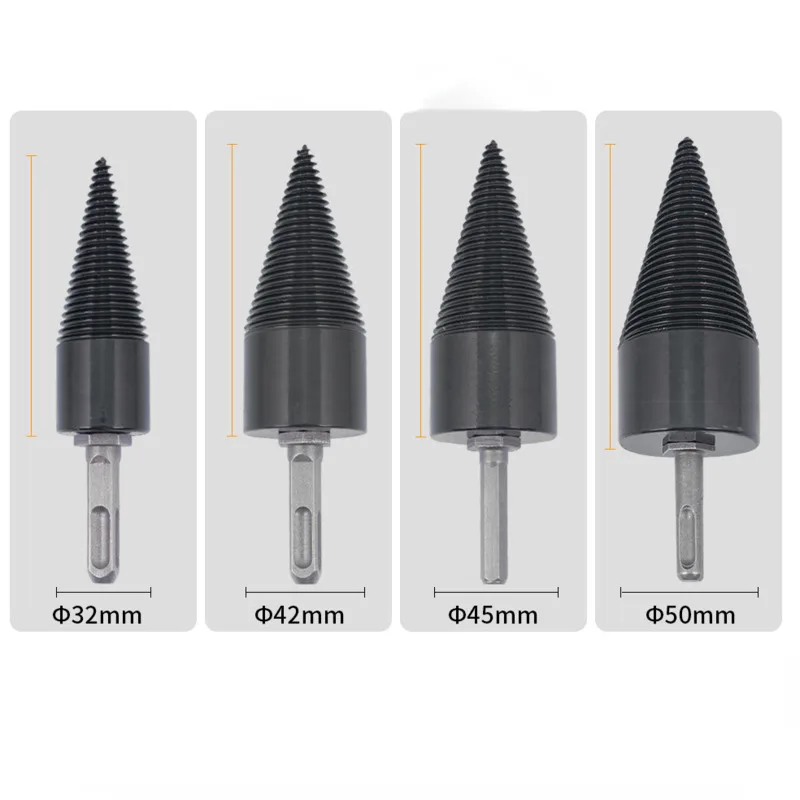 32/38/42/45/50mm Wood Drill Bit Twist Firewood Splitting Drill Bit Wood Splitter Screw Cones Bit Square Round Drill Bit For Wood