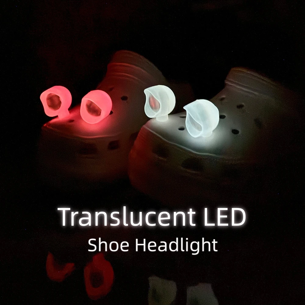 2pcs Shoe Lights Translucent Fluorescence LED Charms Accessories for Night Rides, Outdoor Cave Camping Shoes Charms