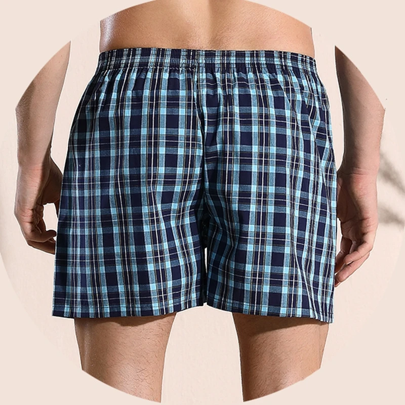 4pcs/lot 6xl 5xl Plus Size Men\'s Panties Man Button Open Underpanties Cotton Loose Mens Underwear Plaid Boxer Shorts For Men