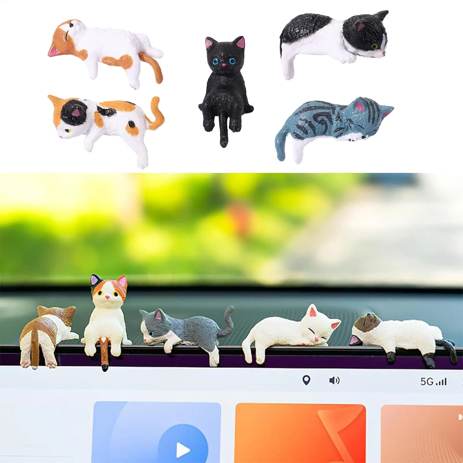 5pcs/set Edge Cat Computer Water Cup Car Edge Decoration Accessories Small Ornaments Figurines & Miniatures