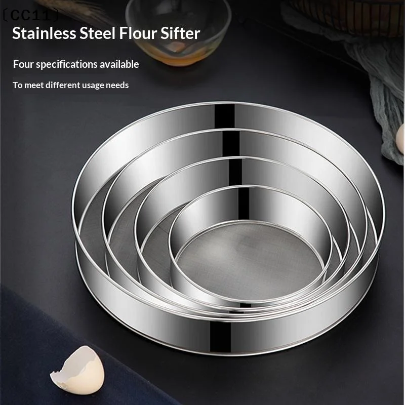 Stainless Steel Round Flour Sieve 15 20cm Ultra Fine 60 Mesh Silver Handhold Flour Sifter Strainer〔CC11〕