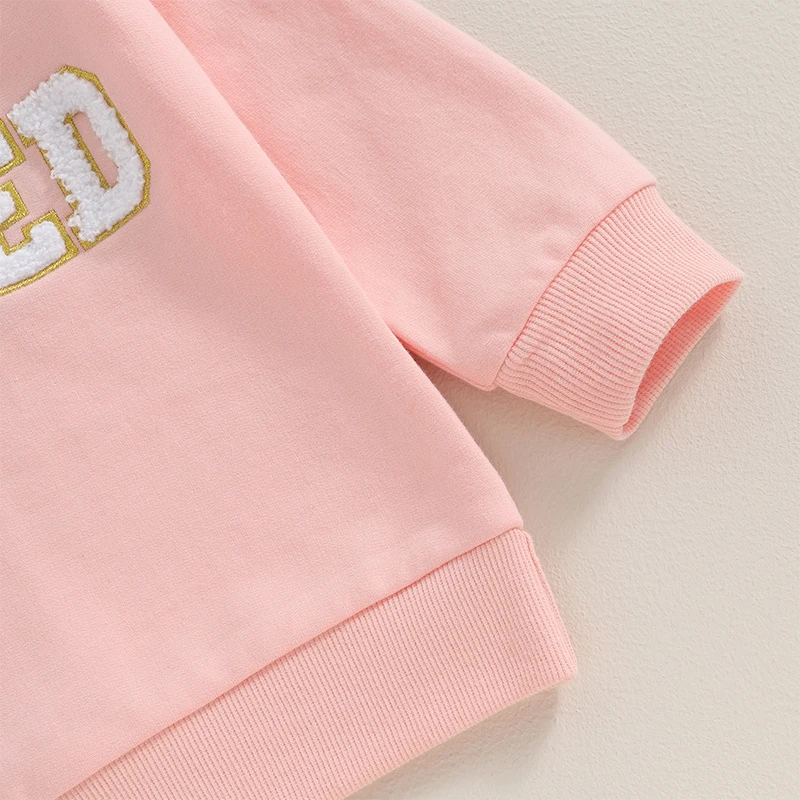 Toddler Baby Girl Boy Valentines Day Outfit Long Sleeve Letter Print Sweatshirt Shirt Infant Spring Clothes