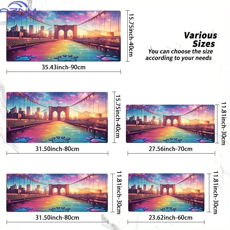 Colorful Mouse Pad Featuring a Whimsical Rainbow Bridge, Made of Rubber, Available in Various Sizes. It'S Perfect for Programmer