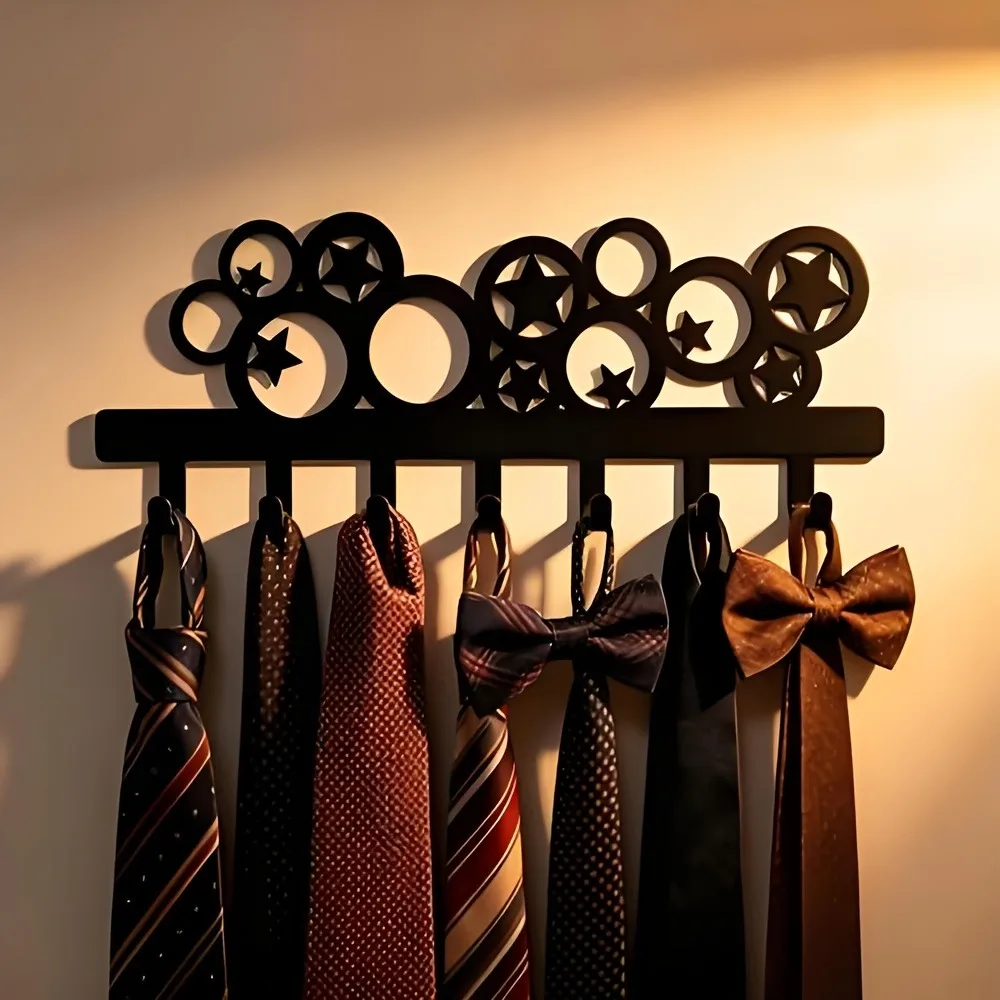 CIFBUY Iron Wall Decor Star Ring Coat Rack Heavy Duty Wall Mount Storage Shelf Entryway Organizer Artistic Elegant Decor