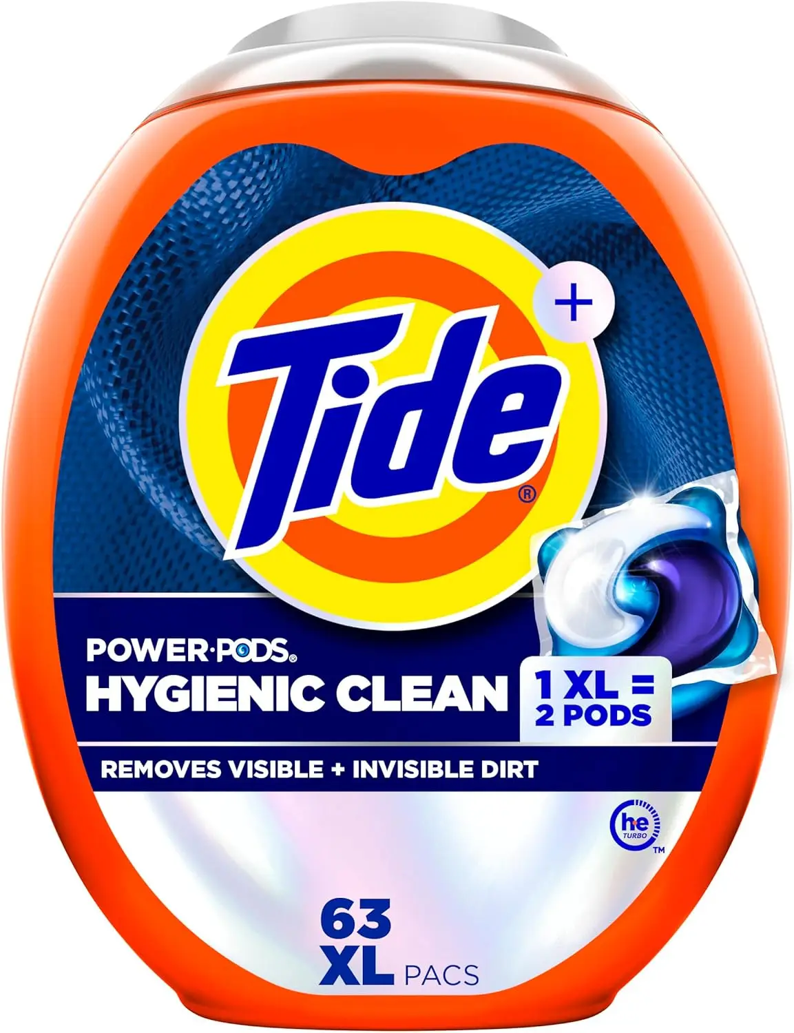 

Гигиеничные стиральные капсулы Clean Power, оригинальный аромат, 63 штуки, удаляют видимую и невидимую грязь