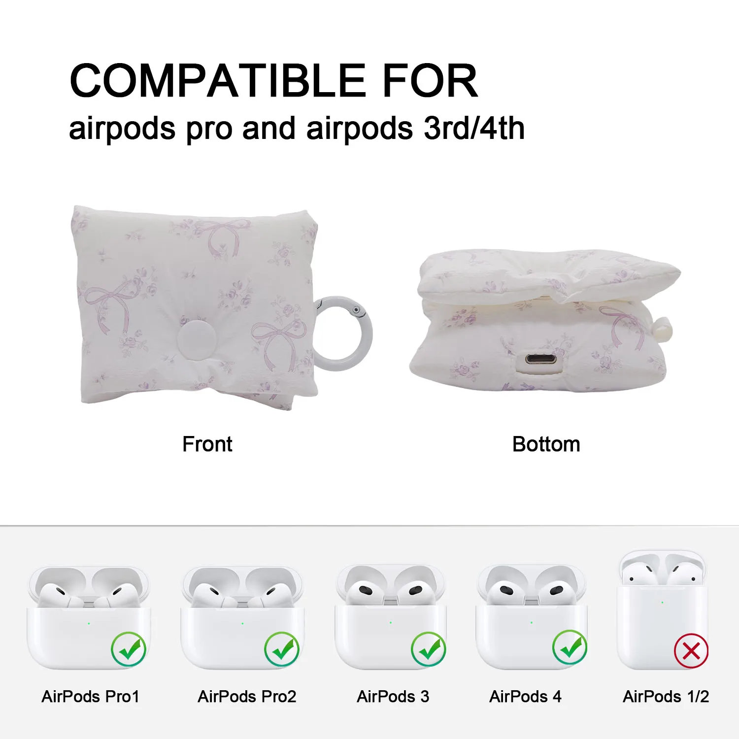 Down and cotton jacket hea for AirPods 3rd/4th,with a Carrying Rope,Good Gift for  Gift for Christmas, Valentine's Day, Birthday