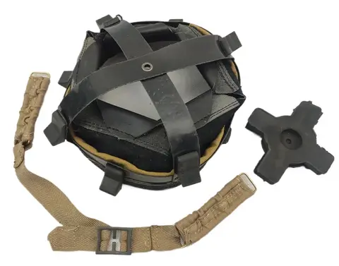 REPRO WWII WW2 UK ARMY BRITISH MK2 BRODIE HELMET LINER SET COMPLETO IN PELLE