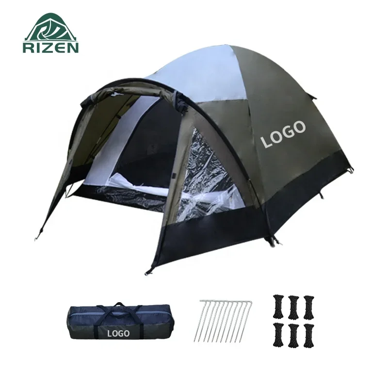 Factory Custom Windproof Waterproof Army Green 1 2 Person Hiking Travelling Outdoor Camping Tents For Travelling