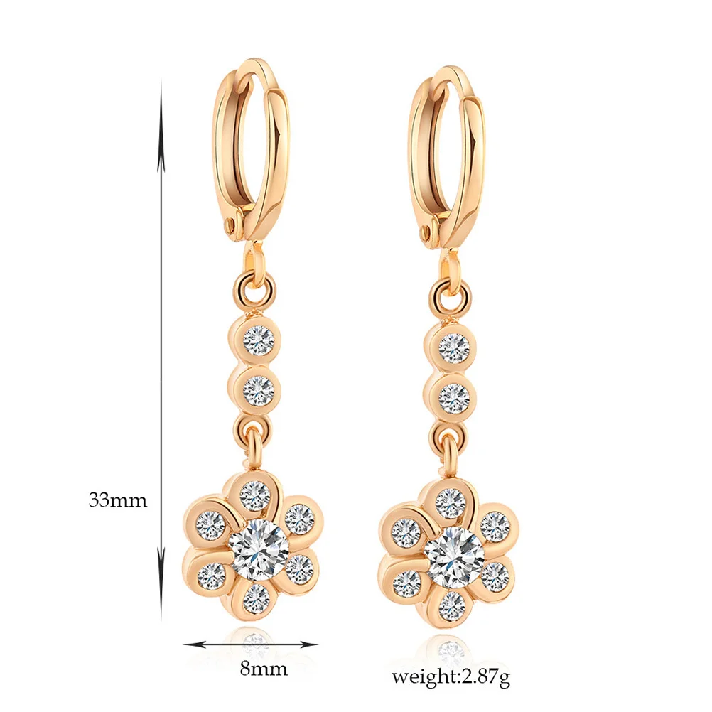 

1Pair Flower Zircon Earrings Women Simple Stylish Minimalist Studs Daily Office Party Wear Gold Color Gift Decorations Zircon