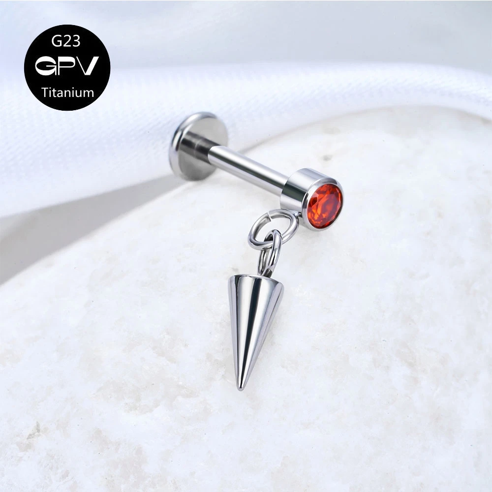 Wholesale G23 Titanium Cylindrical ZC Earrings With Pointed Vertebral Pendant Ear Cartilage Nails Perforated Jewelry Nose Nails