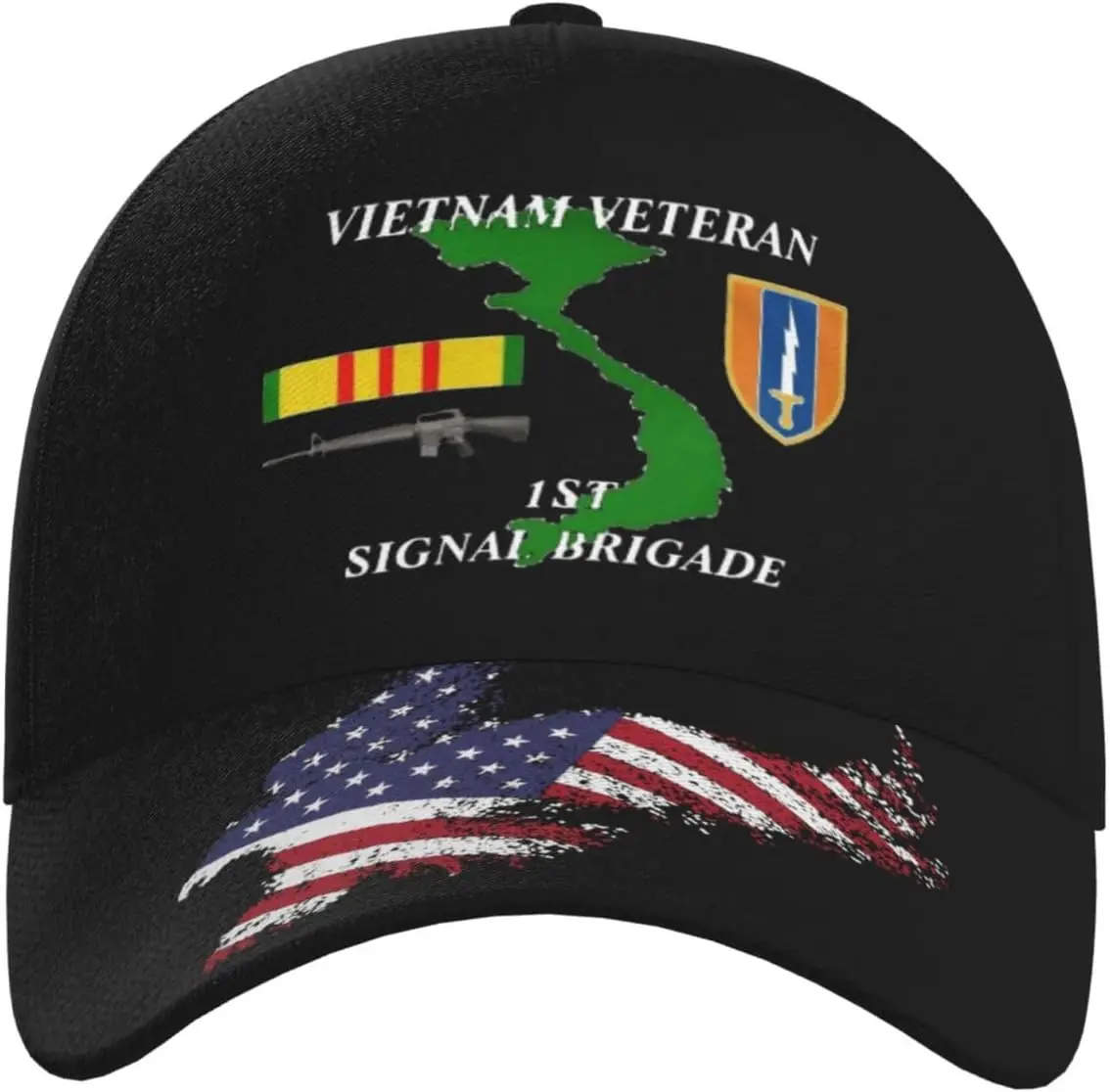 Бейсбольная кепка ветерана Вьетнама с 1-й сигнальной бригадой, регулируемая шляпа унисекс с американским флагом