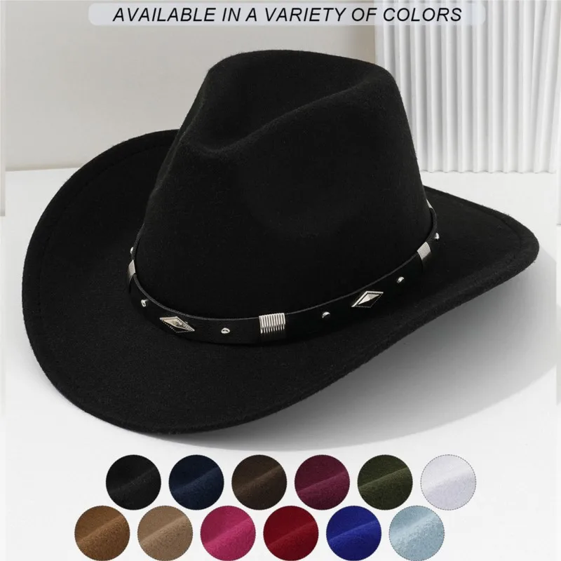 Men's and women's felt concert top hats with a belt style light luxury versatile personalized for outdoor use