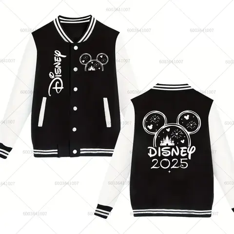 Disneyland Mickey Mouse Castle Herren Damen Baseballjacke Sport Herbst Winter Klassische Mäntel Fleece O-Ausschnitt Streetwear Hoodies