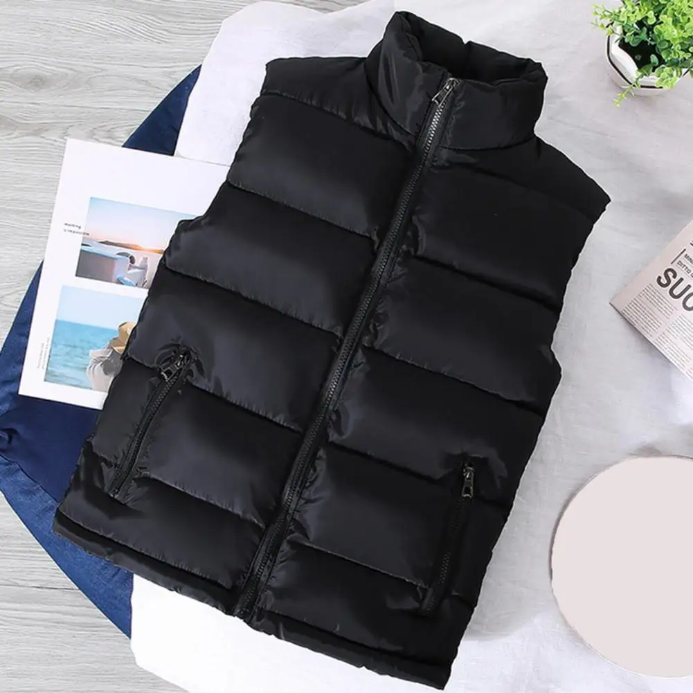 Men Vest Jacket Men Slim Fit Stand Collar Sleeveless Puffer Jackets Winter Casual Waistcoat Men Warm Coat Cold Weather Outerwear