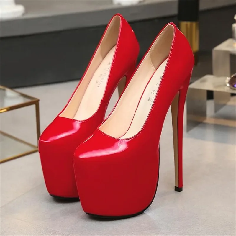 35-44 Size women Super High Heels 18cm shoes Concise 8CM platforms shoes pumps Wedding Party Sexy leather shoes zapatos