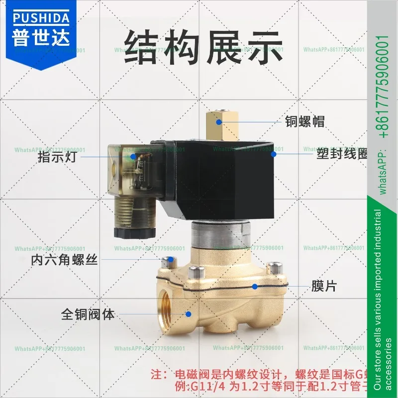 2W-08 10 15 20KAC220VDC24V DC12V 6 Minute 1 Inch 2 Inch Normally Open Solenoid Valve Water Valve Air Valve