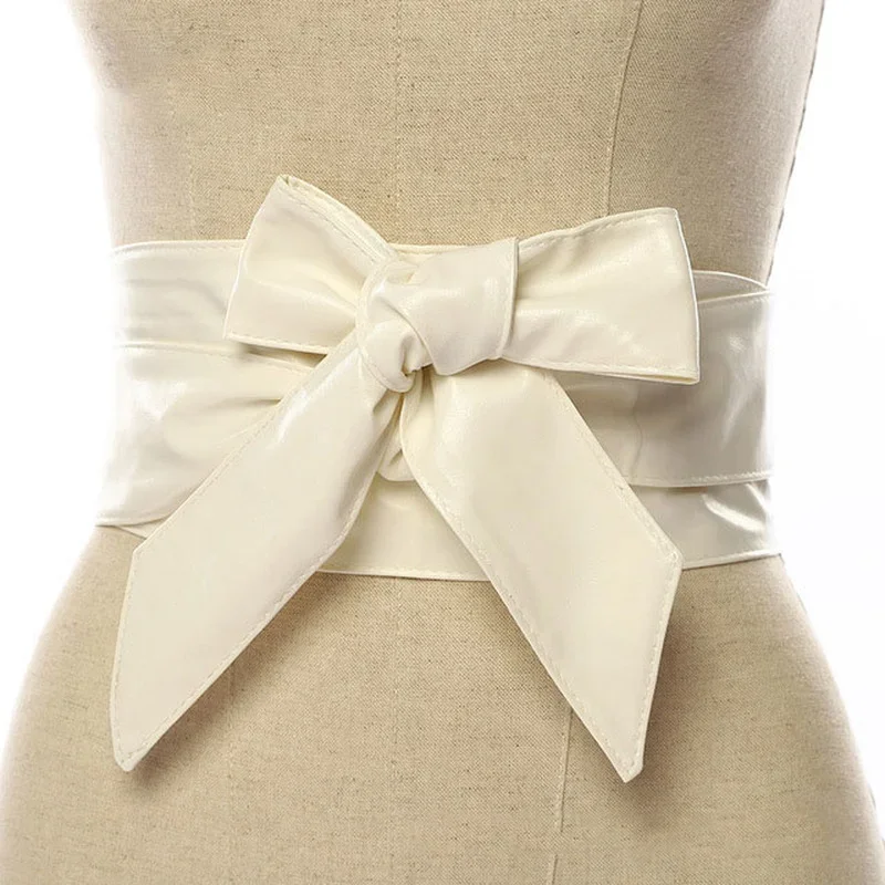 2024 Fashion Girdle Female All-match Women's Dress Accessories Wide Bowknot Belt Length and Width