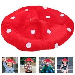 Red Mushroom Hat Toad Hat Funny Plush Mushroom BeretCap Kid Cute Headwear Stage performance Costume halloween Party Cosplay prop