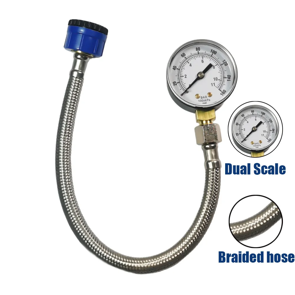 Tap Water Pressure Gauge Tap Water Pressure Test Kit - Water Meter Faucet, Water Heater, Piping 0-11 Bar 0-160 Psi Pressure-Test