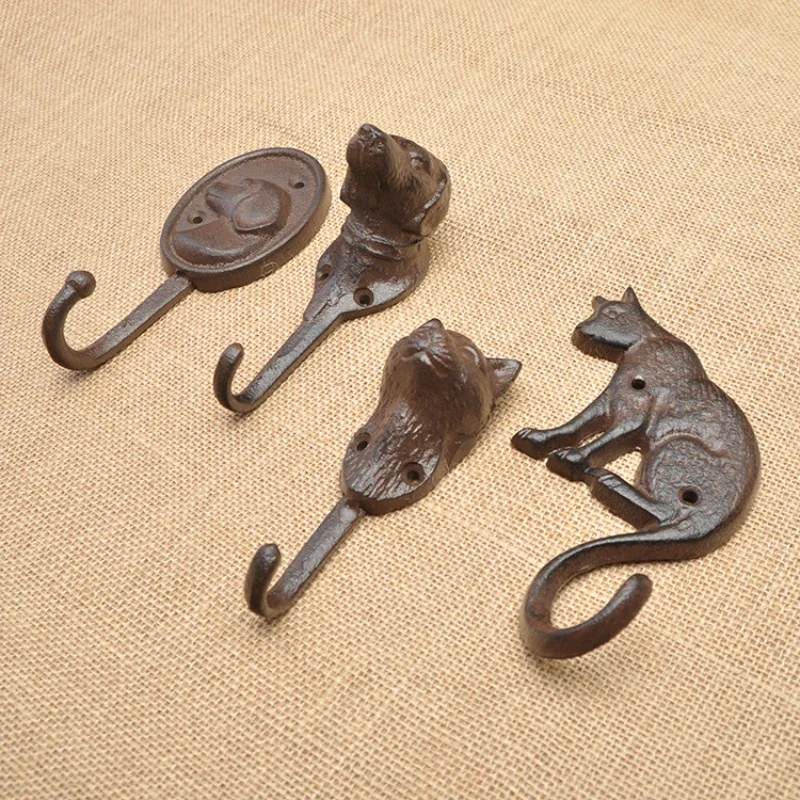 American Style Rural Cast Iron Hooks Bar Gardens Personalized Animals Octopus Cats and Dogs Wall Decorations