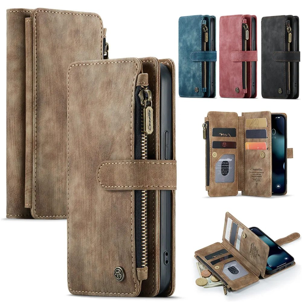 

For Xiaomi Redmi Note 9 Pro Max / Redmi Note 9S CaseMe Leather Wallet Case Zipper Pocket TPU Cover Magnetic Flap Closure