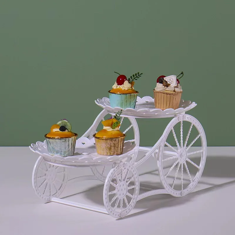 European Style Two Layer Cake Display Rack Dessert Snack Fruit Plate Birthday Party Wedding Dessert Tray Table Decorations