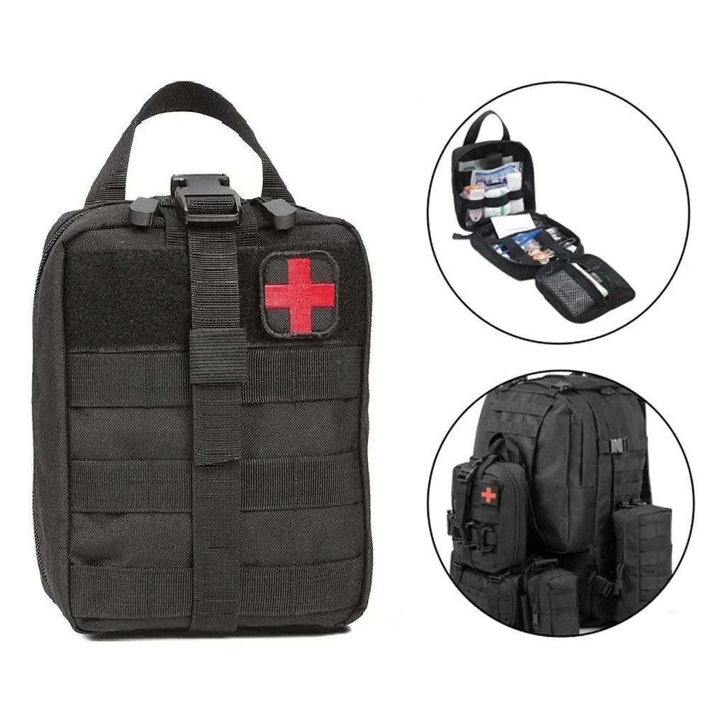 Paquete de cintura al aire libre, bolsa de escalada para acampar, estuche de emergencia negro, Kits de primeros auxilios de agua al aire libre, tela