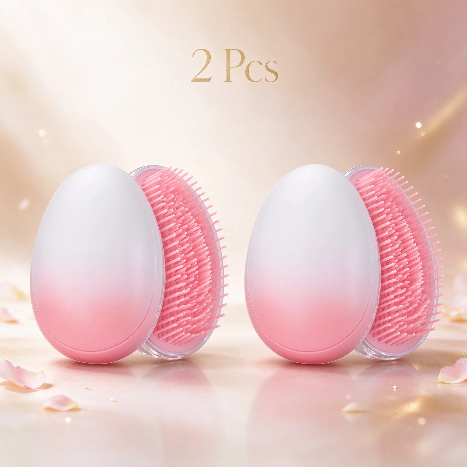 2Pcs Mini Detangling Hair Brush Gradient Egg Round Shape Tangle Hair Brushes Soft Hairbrush Salon DIY Hair Styling Tools