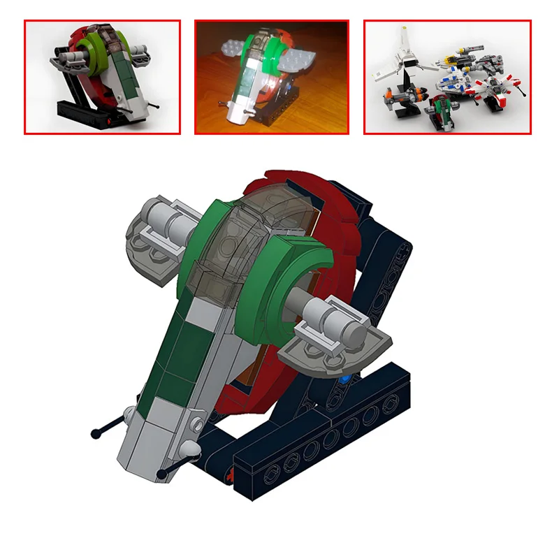 

MOC Star Battles Slave One Микрофиighter Мини-масштабный набор строительных блоков Атака Ремесло Звездный корабль DIY Кирпичи Модель игрушки Подарки для детей
