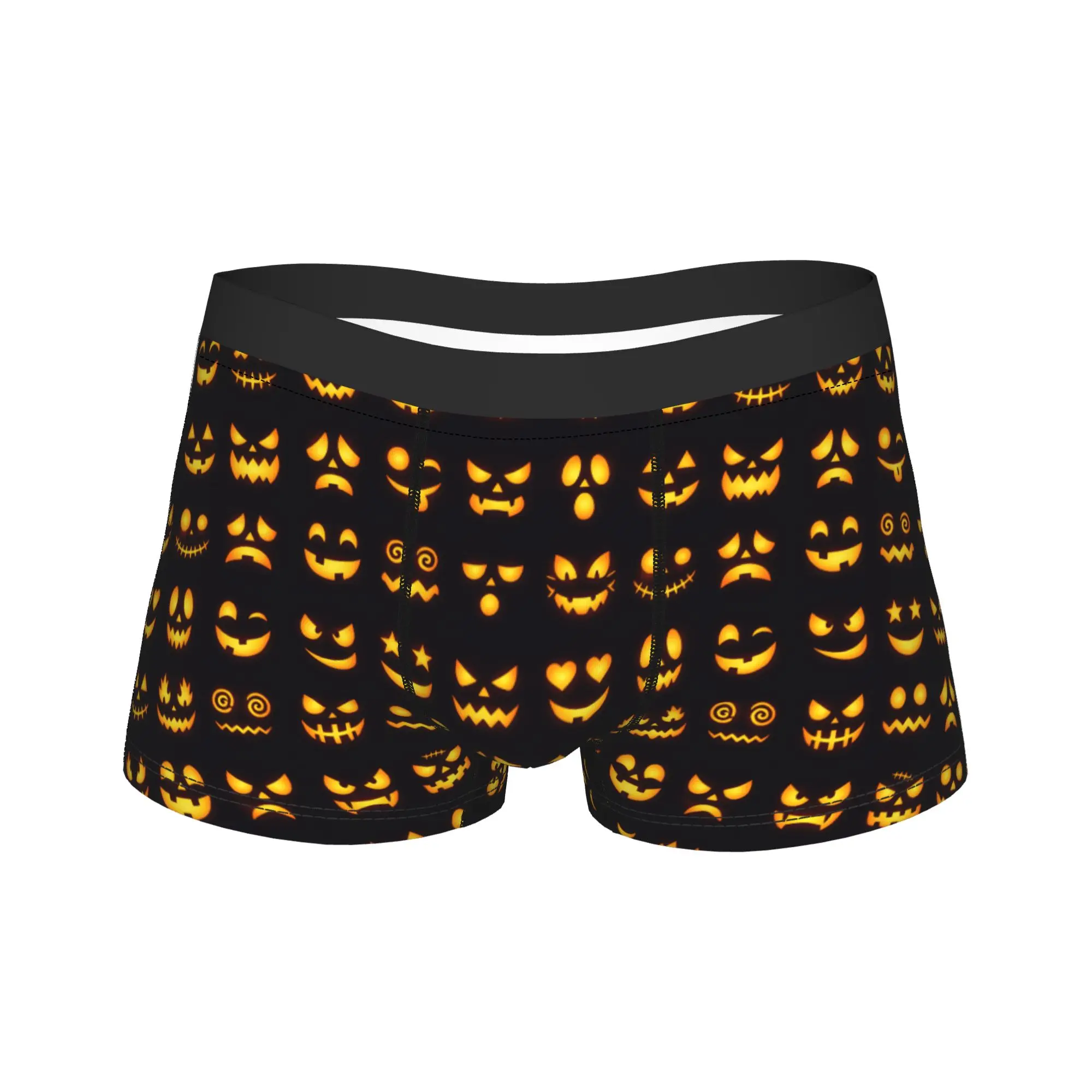 Halloween Glowing Jack O Lantern Different Face Collection Boxer Shorts  3D Pouch Underwear Hot Sale Shorts Briefs Comfortable