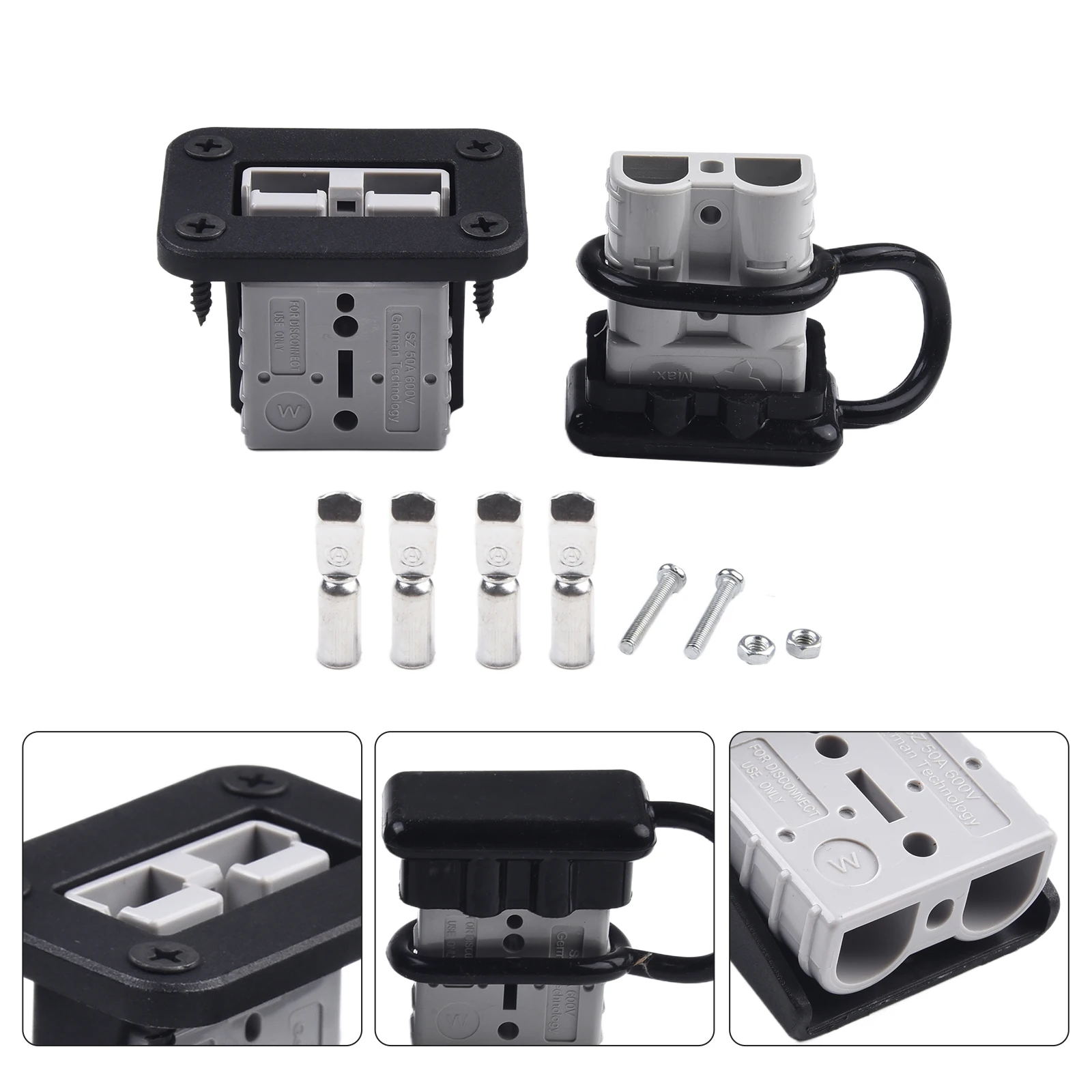 50 Amp Battery Cable Connector with Bracket Compatible with For Boat Winch Car and Trolling Motor Power Applications