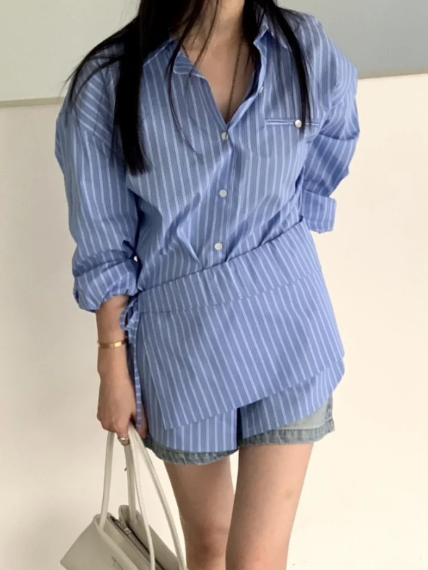 

Alien Kitty Office Lady Stripes Shirts With Women Skirt Curtain New Casual Autumn 2025 Gentle Full Sleeve High Street Daily
