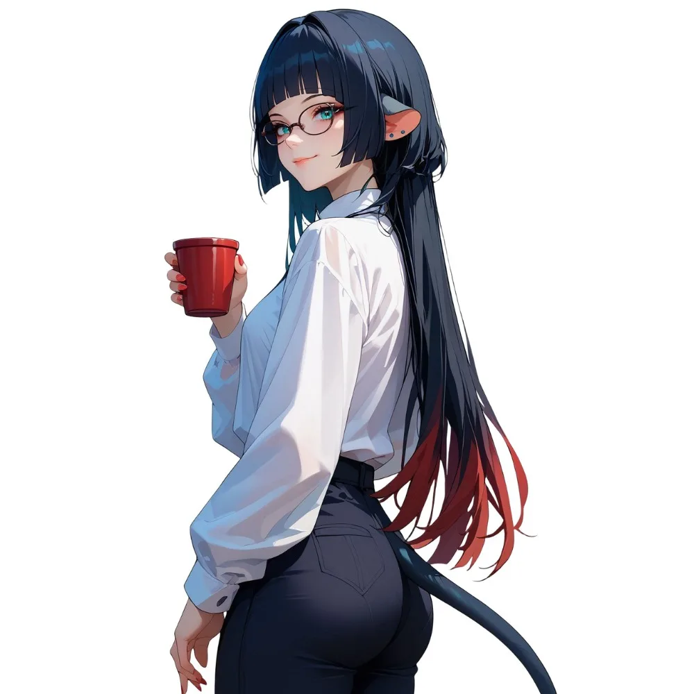 2Pcs Jane Doe Zenless Zone Anime Cat Tail Glasses Girl Vinyl Sticker Set,16cm Weatherproof Decal for Car Window,Bumper,Trunk