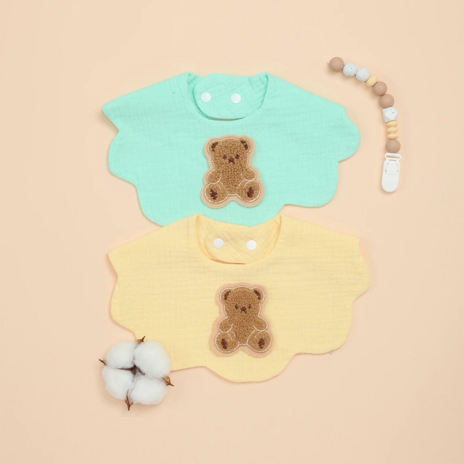 

2-Pack Soft Cotton Unisex Baby Bibs for Girls Absorbent Infant Bib for Drooling, Feeding, Teething